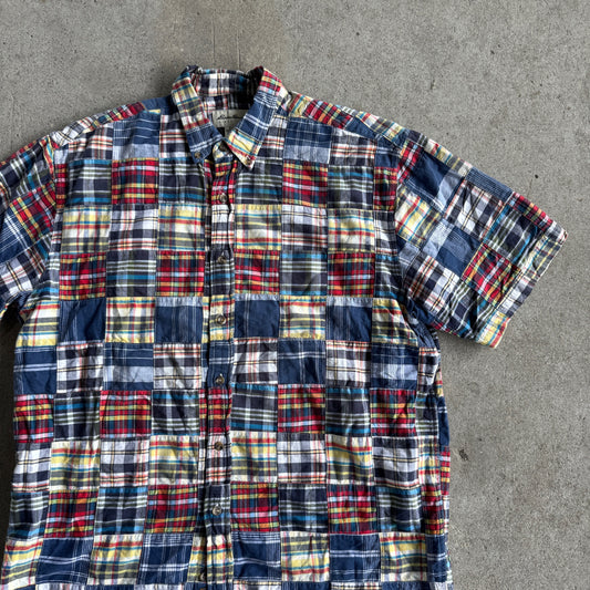 Eddie Bauer Plaid Patchwork Button Down Shirt